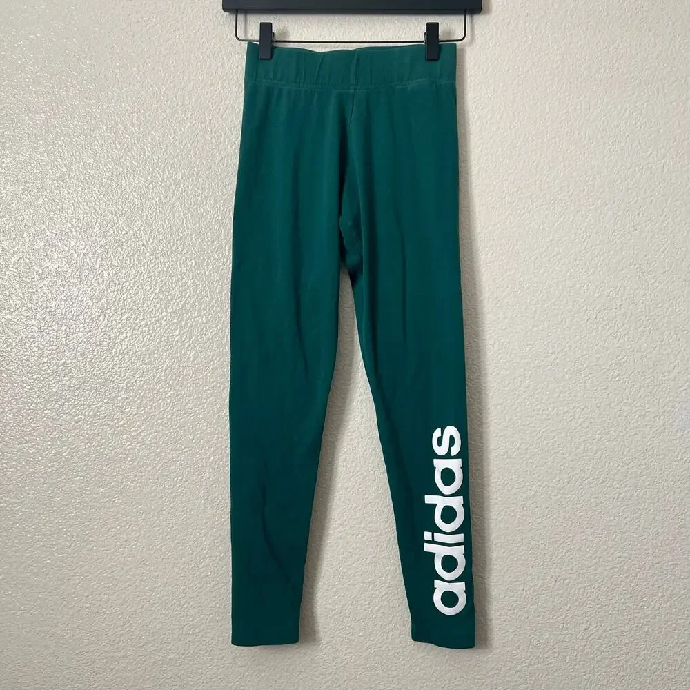 Adidas Essentials Linear Legging Forest Green White Logo FM6691